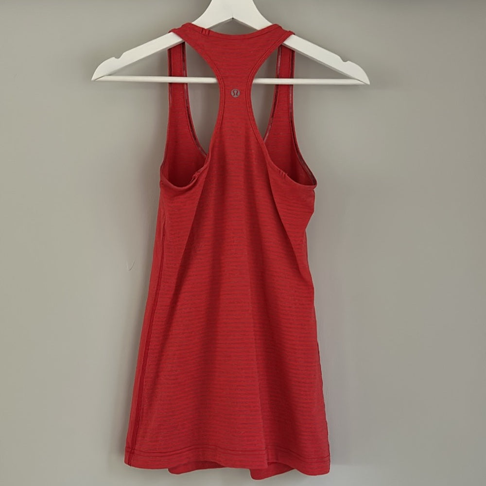Lululemon Cool Racerback Tank Orange Stripe Small