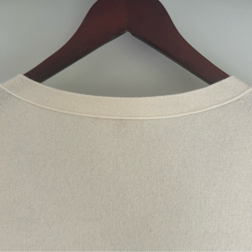 100% Cashmere Soft Knit Open Front Stretchy Cardigan Sweater Pockets Medium