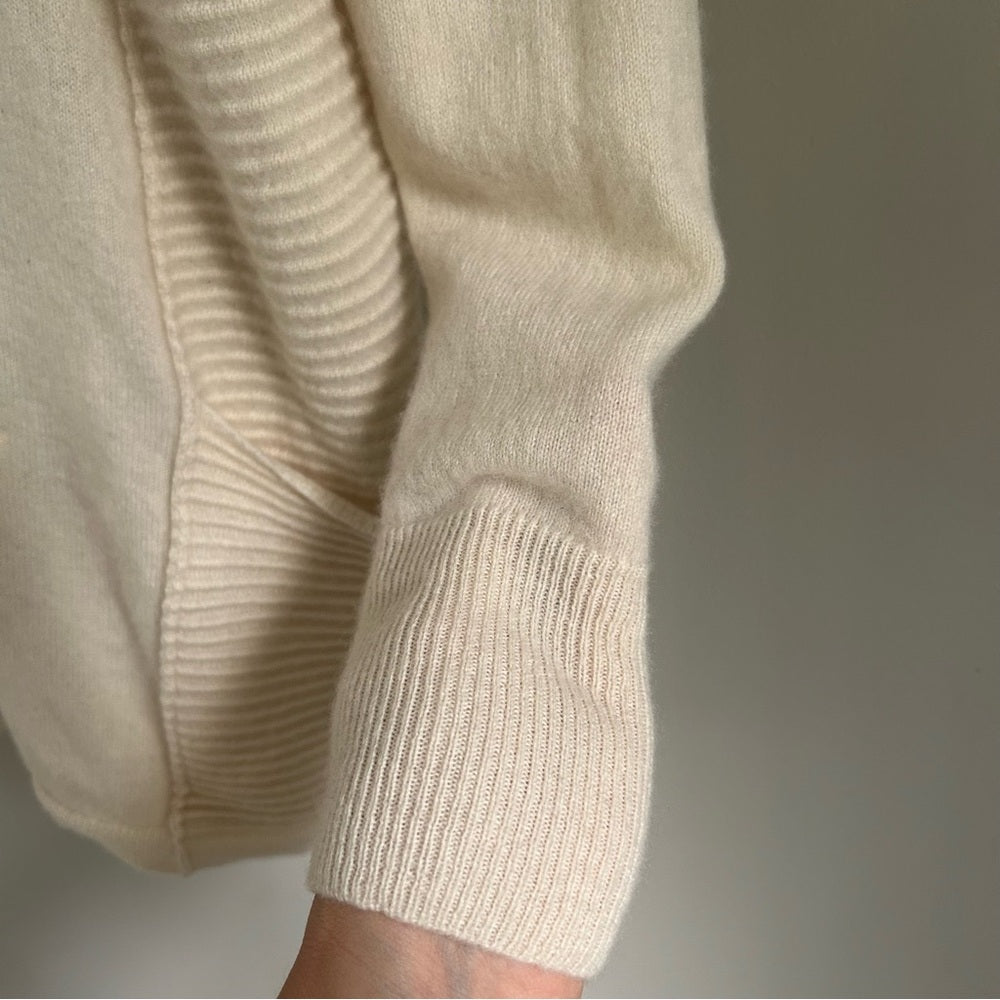 100% Cashmere Soft Knit Open Front Stretchy Cardigan Sweater Pockets Medium