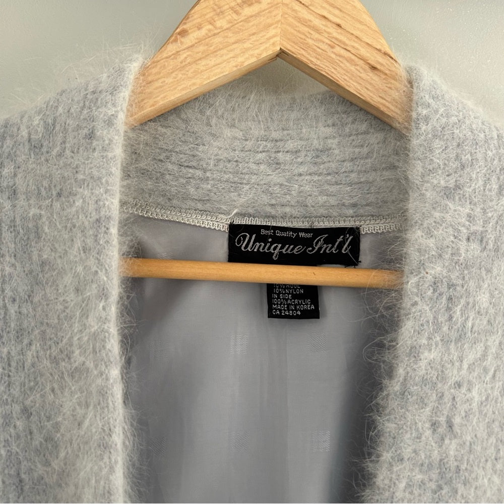 Vintage Angora Wool Soft Long Open Cardigan Sweater Zebra