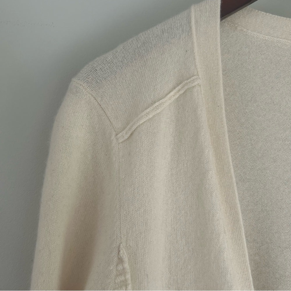 100% Cashmere Soft Knit Open Front Stretchy Cardigan Sweater Pockets Medium