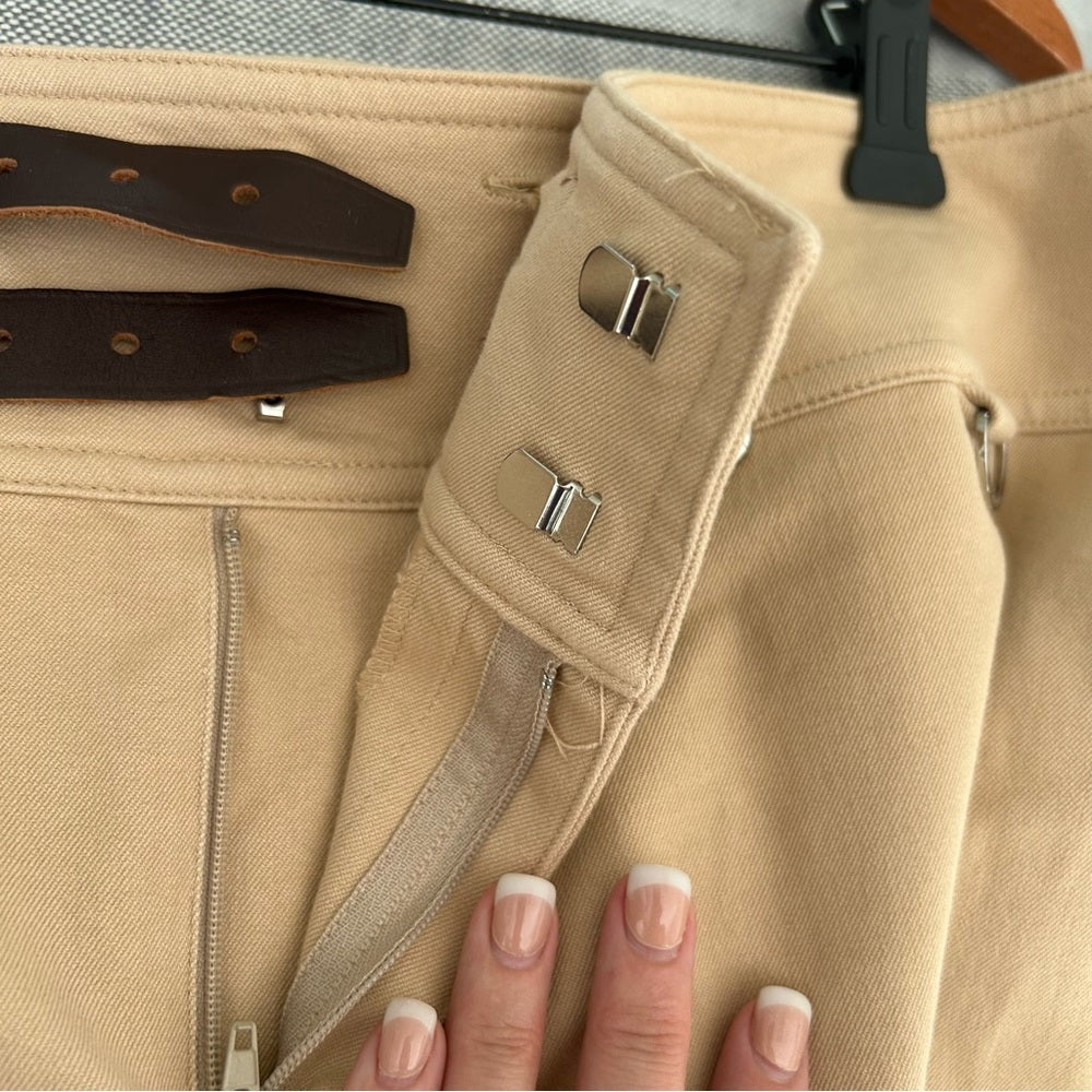 Ralph Lauren Camel Brown Belt Detail Stretchy Straight Pencil Knee Length Skirt