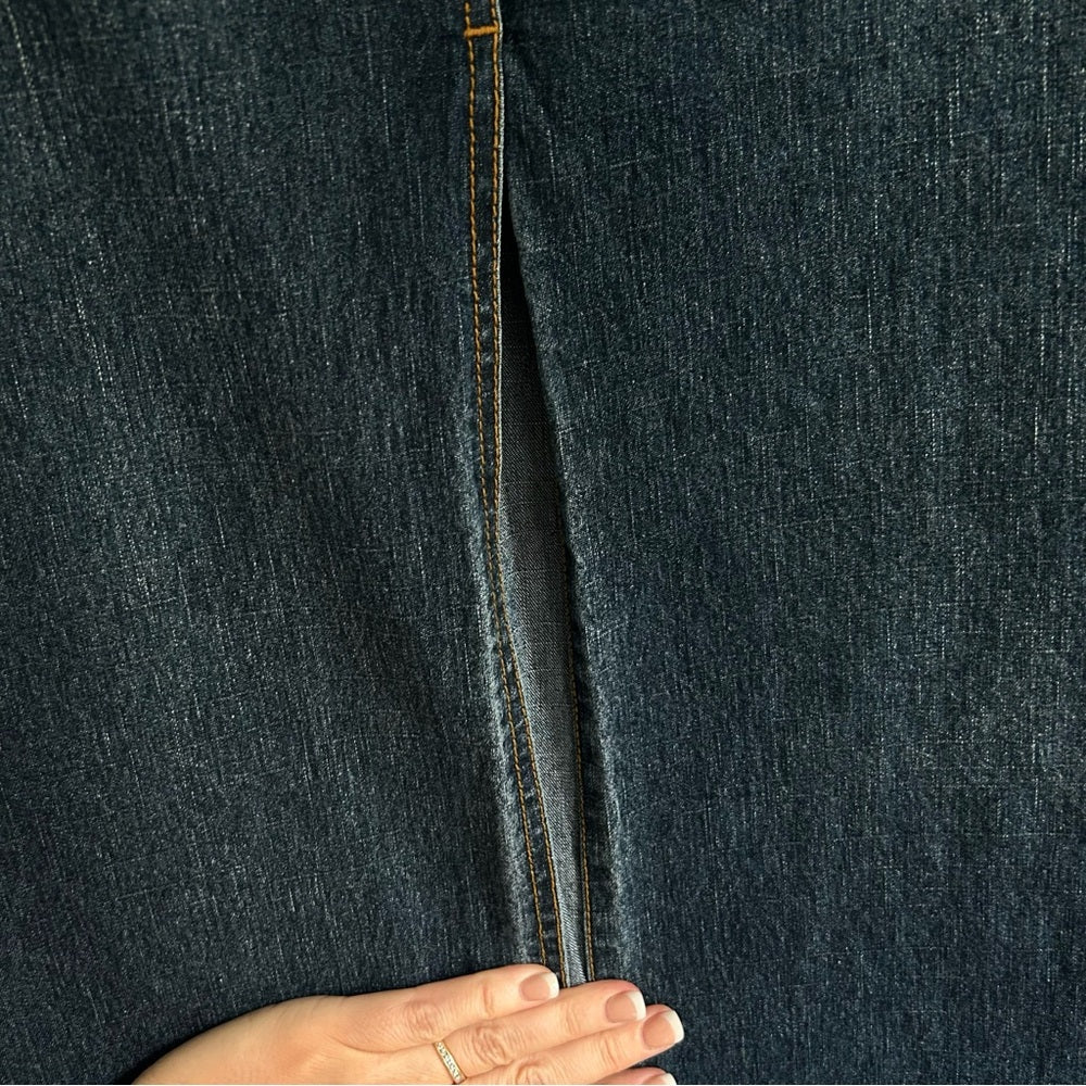 Vintage Denim Jean Maxi Straight Skirt Cargo Flap Patch Pockets