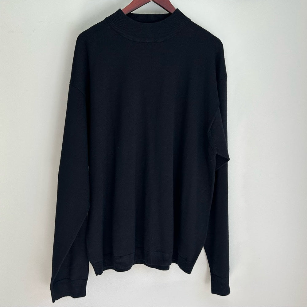 Merino Wool Blend Thin Lightweight Mock Neck Stretchy Long Sleeve Knit Sweater