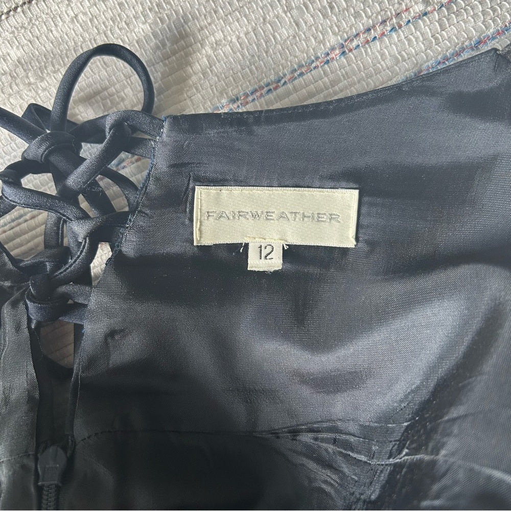 Long Dark Navy Formal Gown Dress Empire Waist Size 12