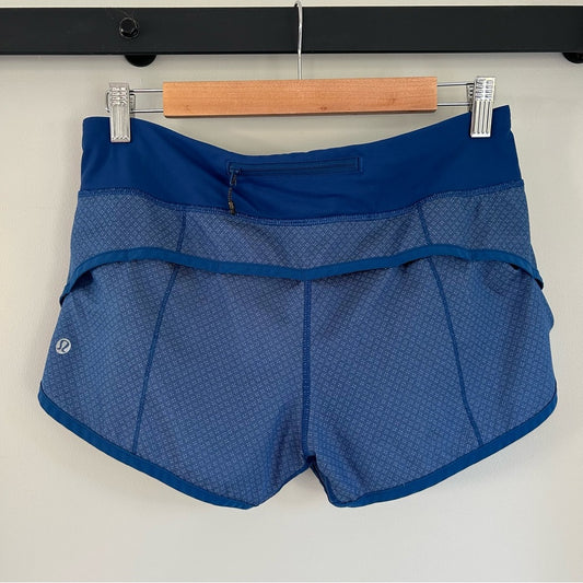 Lululemon Run Speed 4 Way Stretch Lined Shorts Blue Rare Size 6