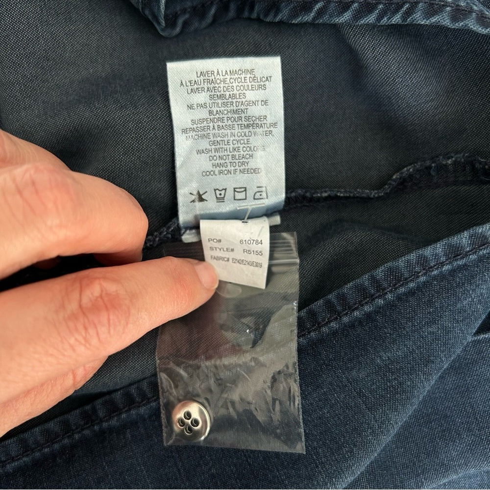 NEW! Renuar Notch Collar Tie-Front Tencel Lightweight Cuffed Short Sleeve Top