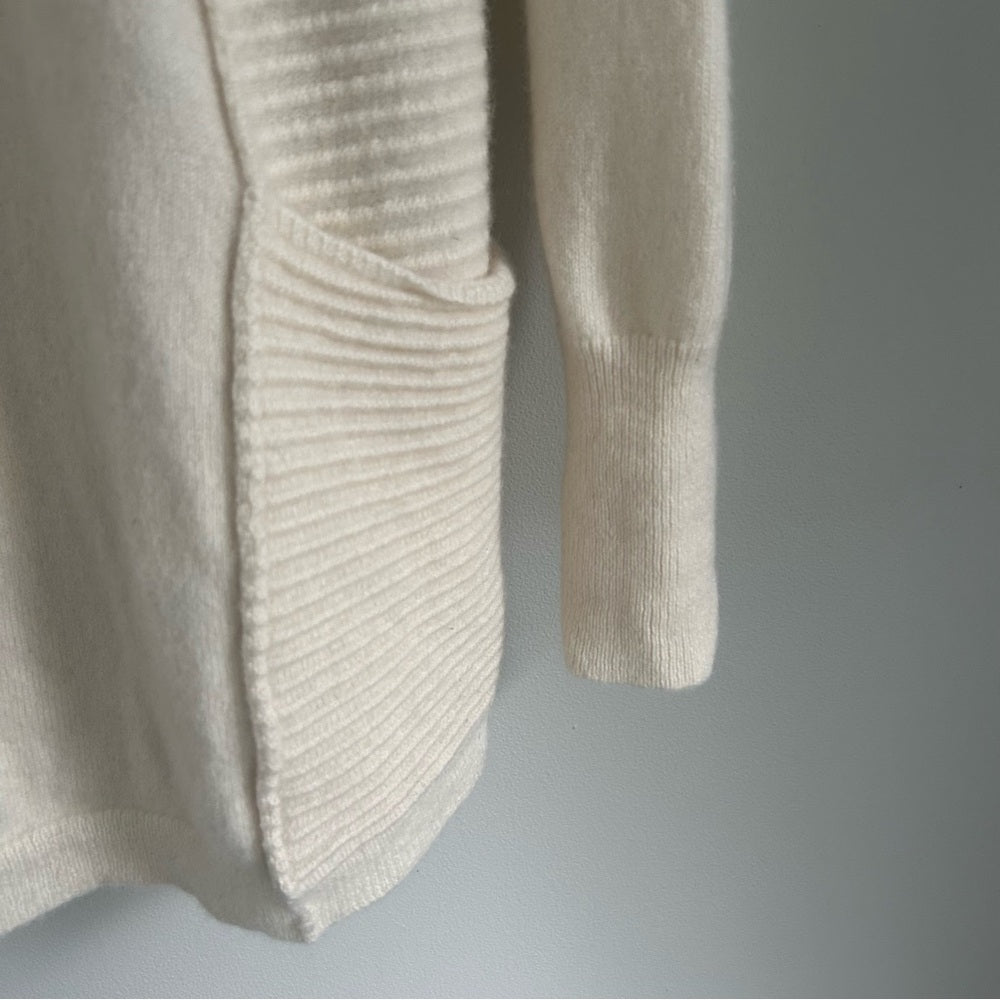 100% Cashmere Soft Knit Open Front Stretchy Cardigan Sweater Pockets Medium