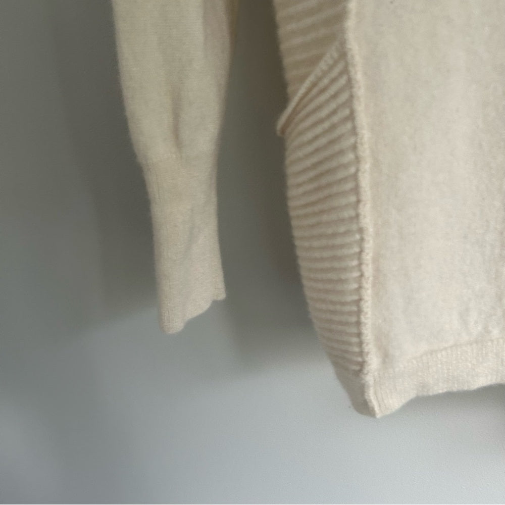 100% Cashmere Soft Knit Open Front Stretchy Cardigan Sweater Pockets Medium