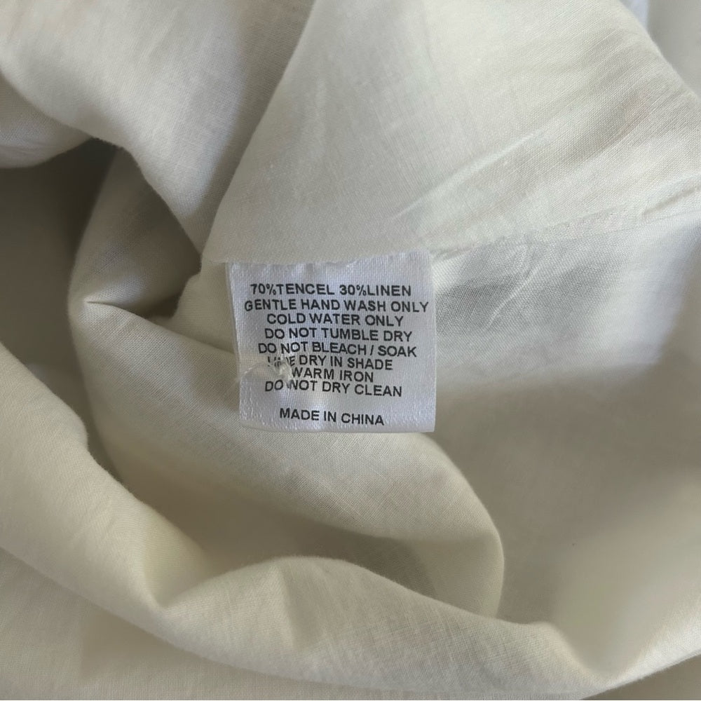 Sancia Pleated Lined Full Circle Linen Tencel Paperbag Waist Striped Maxi Skirt