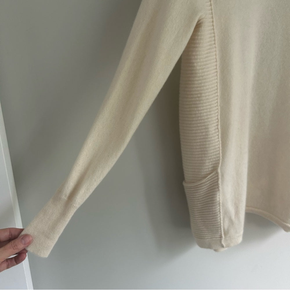 100% Cashmere Soft Knit Open Front Stretchy Cardigan Sweater Pockets Medium