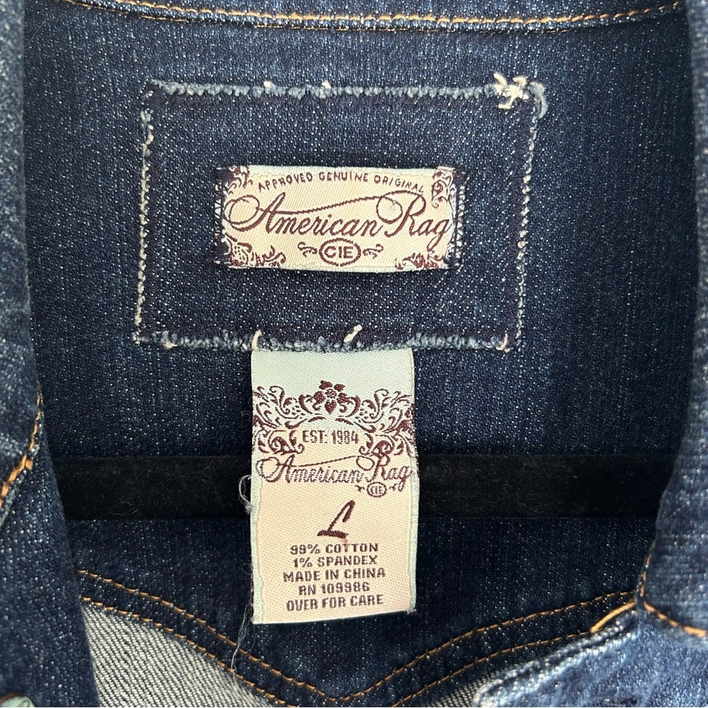 American Rag CIE Blue Stretchy Denim Jean Jacket Size Large