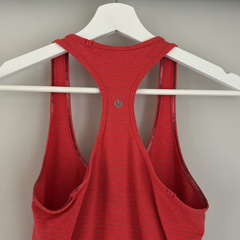 Lululemon Cool Racerback Tank Orange Stripe Small