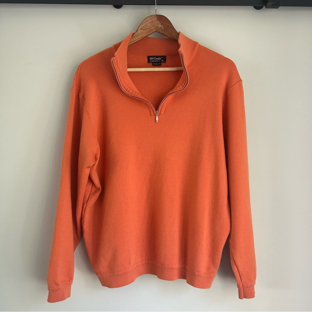 Saint Croix Wool Quarter Zip Mock Neck Long Sleeve Sweater