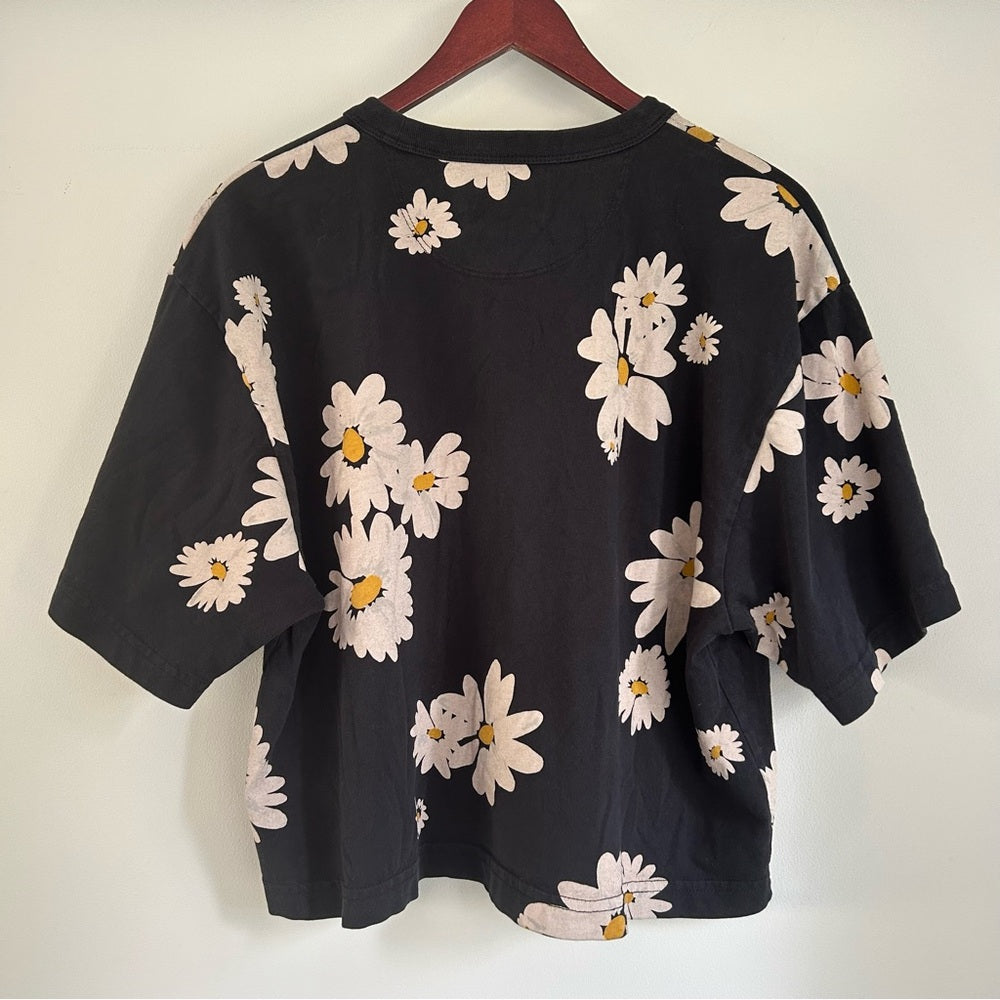 Coach New York Daisy Cropped Signature Script Crew Neck Cotton Tee Size Large