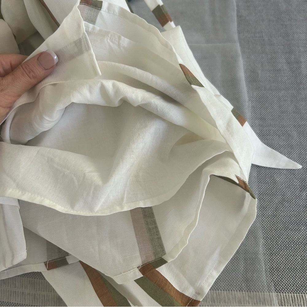 Sancia Pleated Lined Full Circle Linen Tencel Paperbag Waist Striped Maxi Skirt