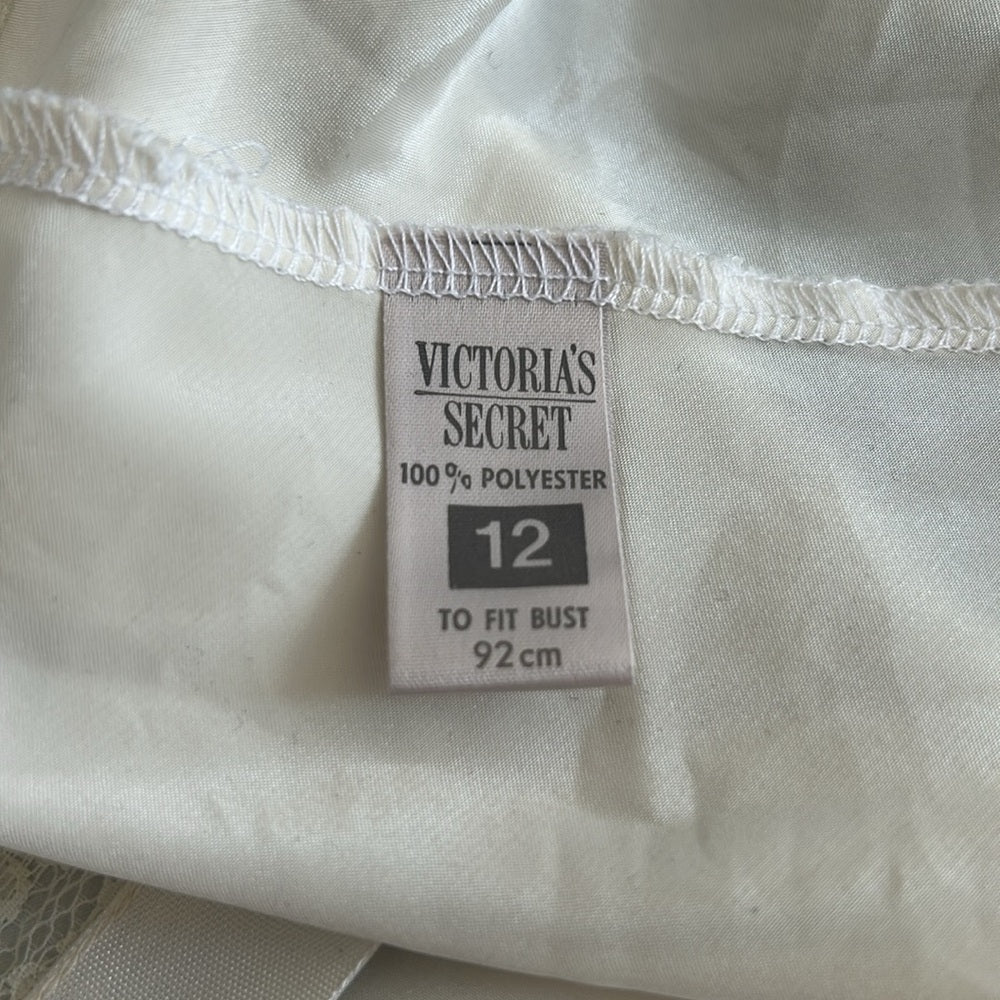 Vintage Victoria’s Secret Satin Lace Trim Elegant V-Neck Baby Doll Feminine Cami