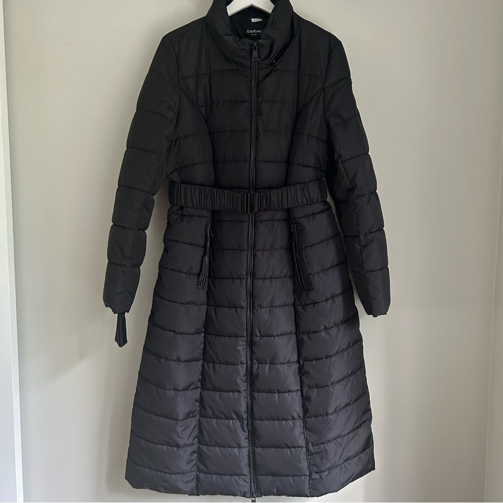 Bebe Long Quilted Puffer Maxi Coat Large