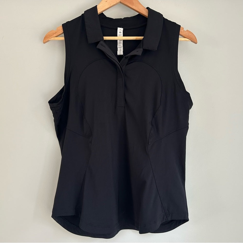 Lululemon Quick-Dry Sleeveless Polo Shirt Collared Rare Size 10