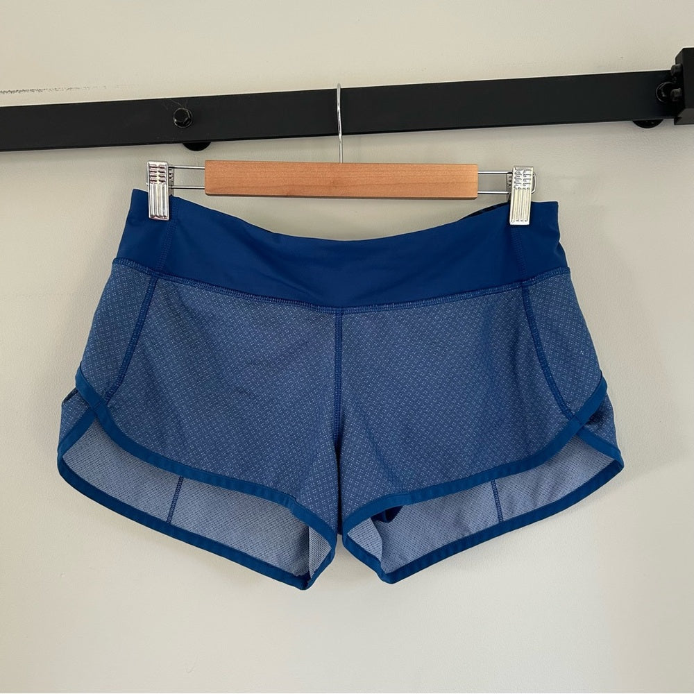 Lululemon Run Speed 4 Way Stretch Lined Shorts Blue Rare Size 6