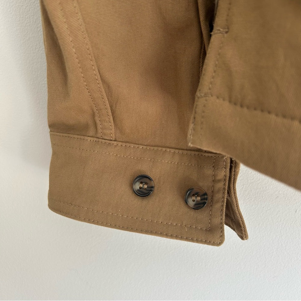 MEC Boxy Workwear Utility Shirt Jacket Camel Button Up Size Large