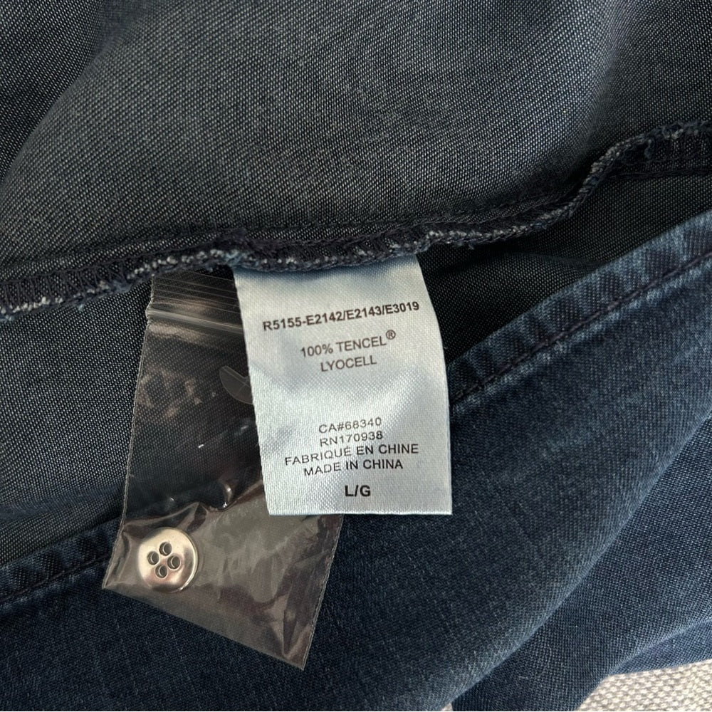 NEW! Renuar Notch Collar Tie-Front Tencel Lightweight Cuffed Short Sleeve Top