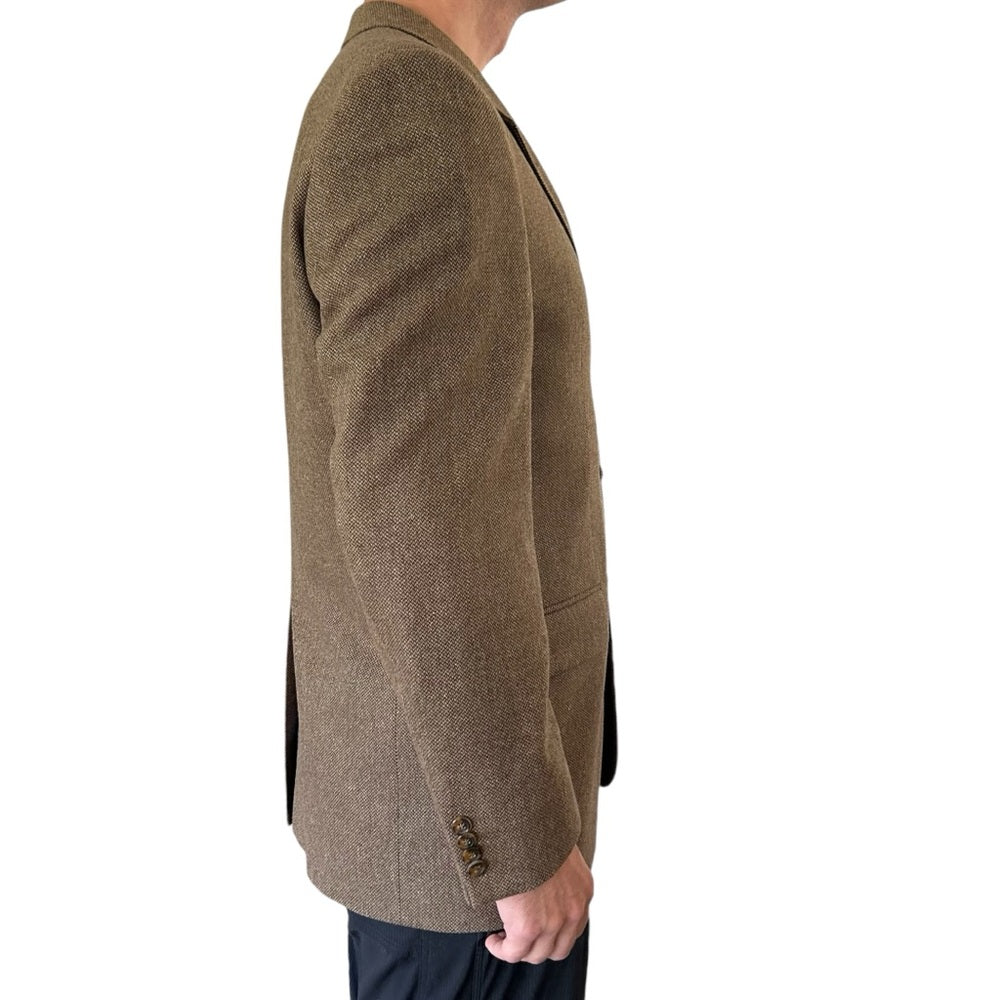 Cashmere Wool Like-New Tweed Sport Coat Blazer Jacket Brown Size Tall Large