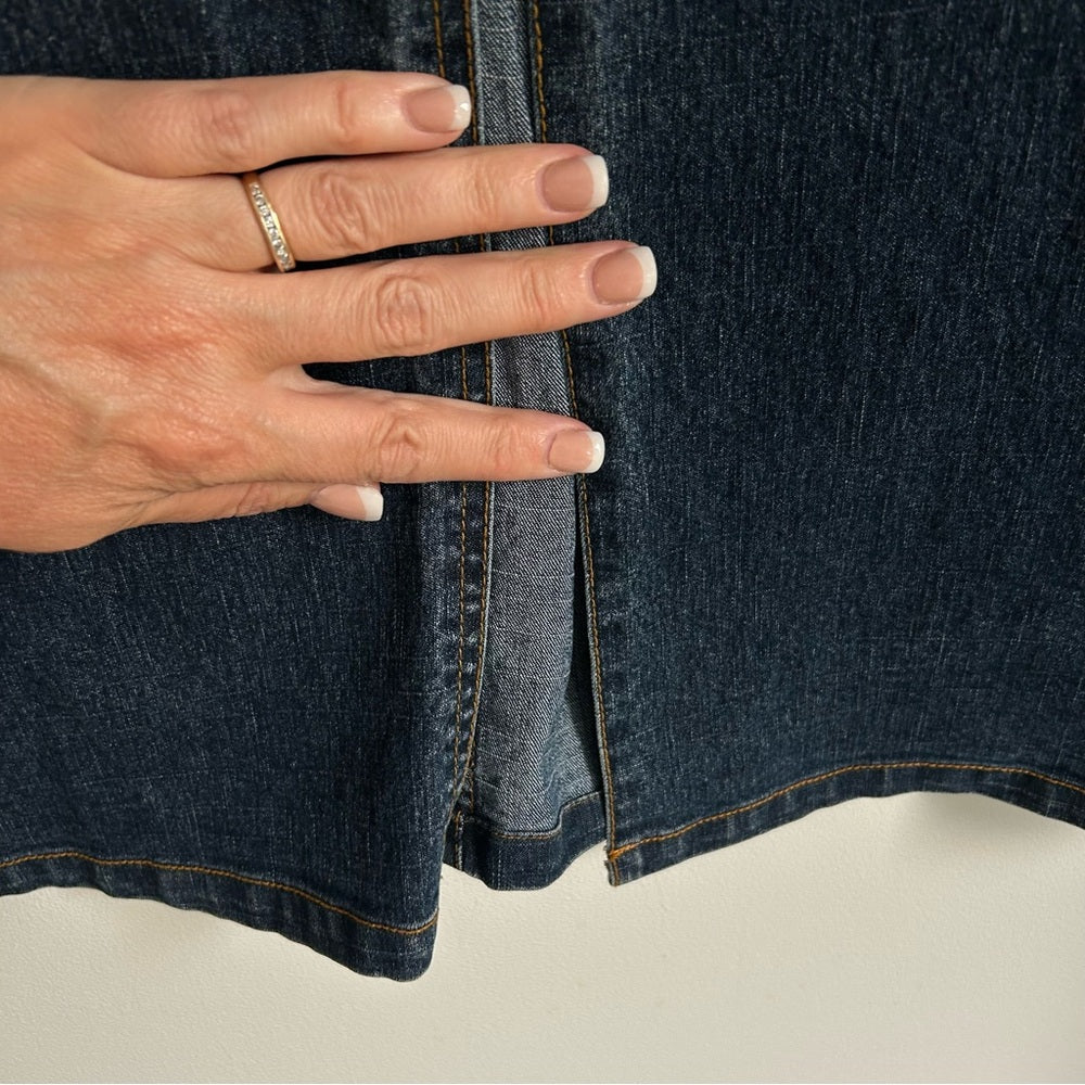 Vintage Denim Jean Maxi Straight Skirt Cargo Flap Patch Pockets