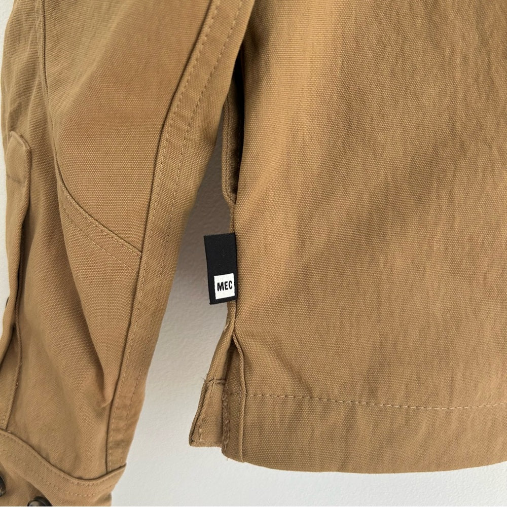 MEC Boxy Workwear Utility Shirt Jacket Camel Button Up Size Large