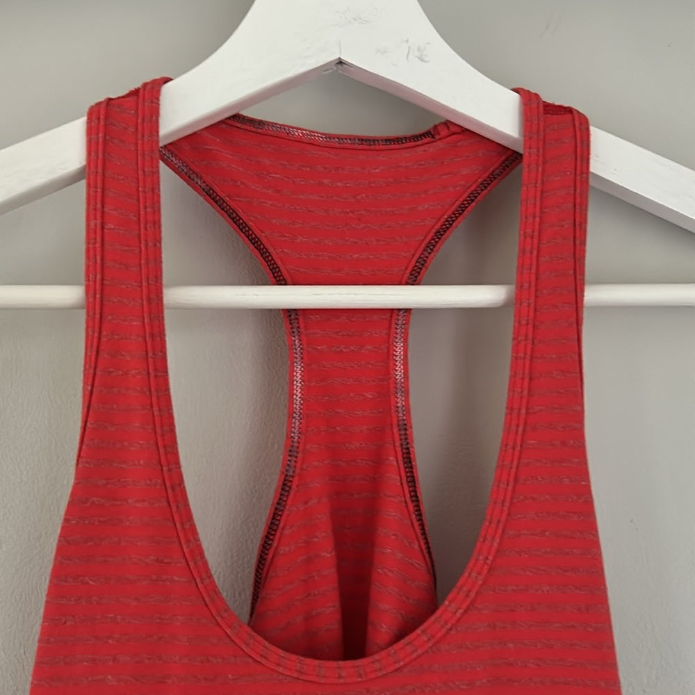 Lululemon Cool Racerback Tank Orange Stripe Small