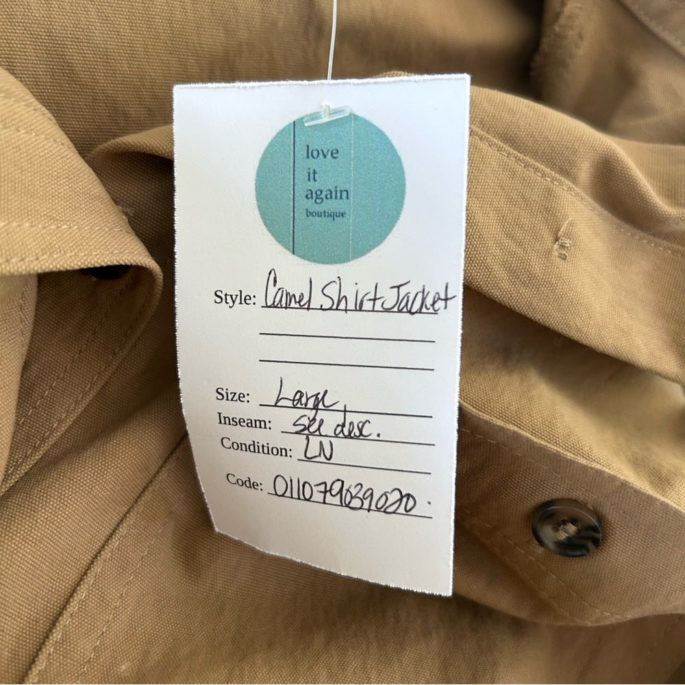 MEC Boxy Workwear Utility Shirt Jacket Camel Button Up Size Large