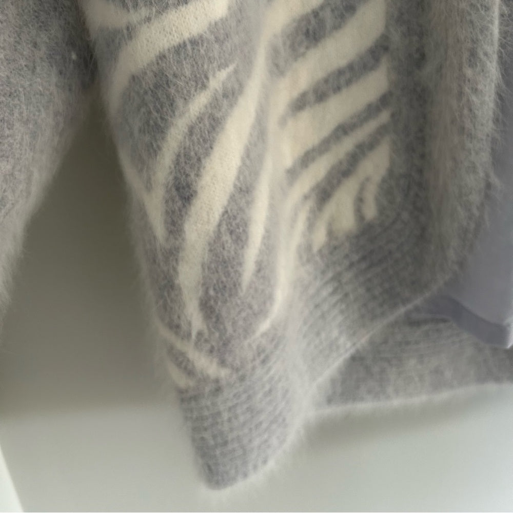 Vintage Angora Wool Soft Long Open Cardigan Sweater Zebra