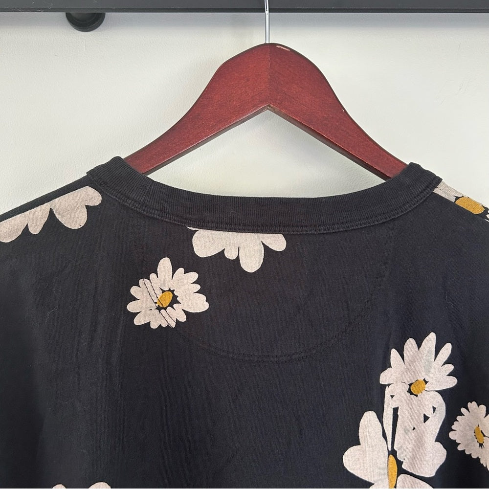 Coach New York Daisy Cropped Signature Script Crew Neck Cotton Tee Size Large