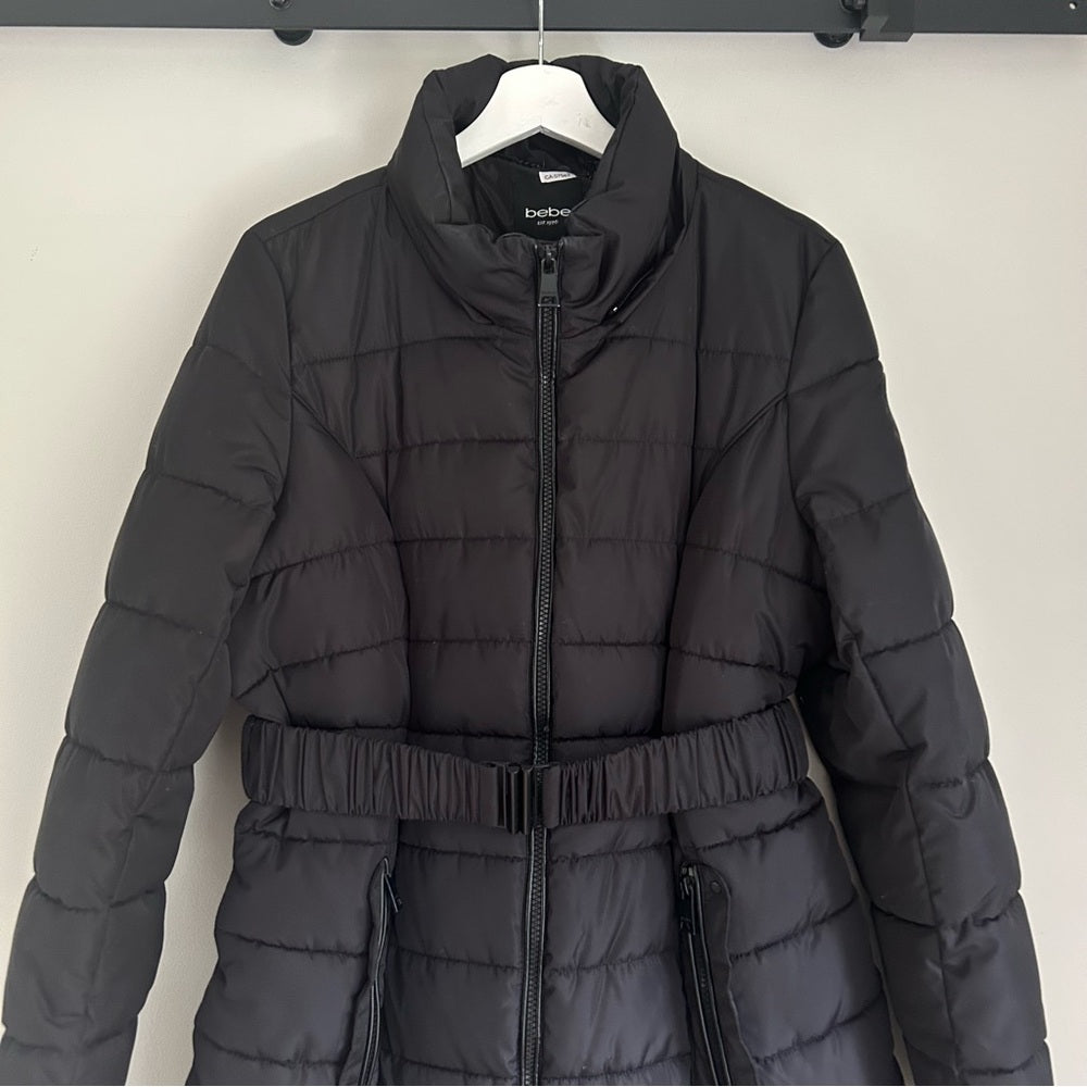 Bebe Long Quilted Puffer Maxi Coat Large