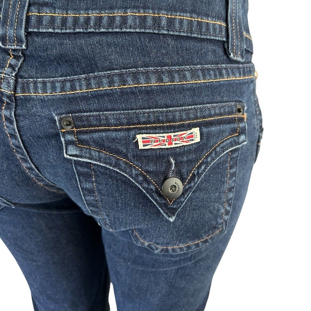 Hudson Dark Blue Flap Patch Pockets Boot Cut Denim Jeans Size 29