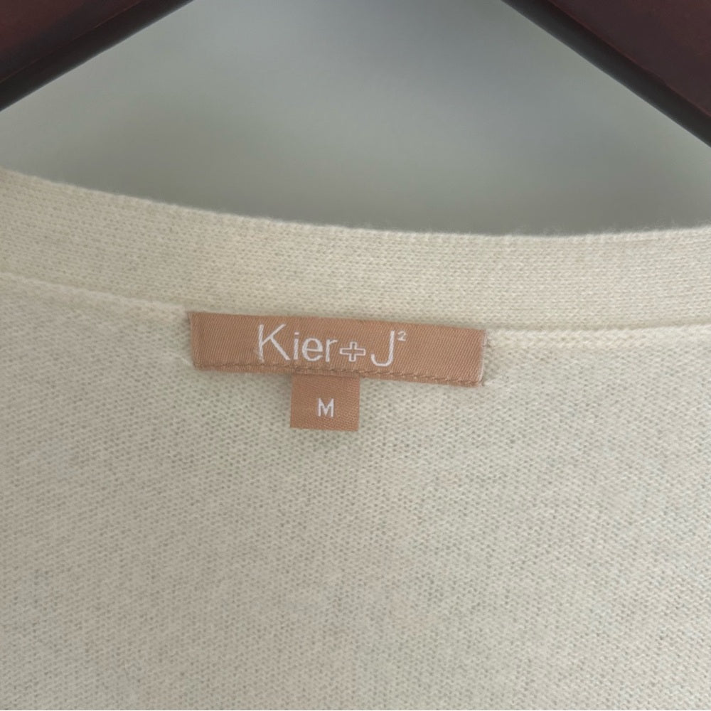 100% Cashmere Soft Knit Open Front Stretchy Cardigan Sweater Pockets Medium