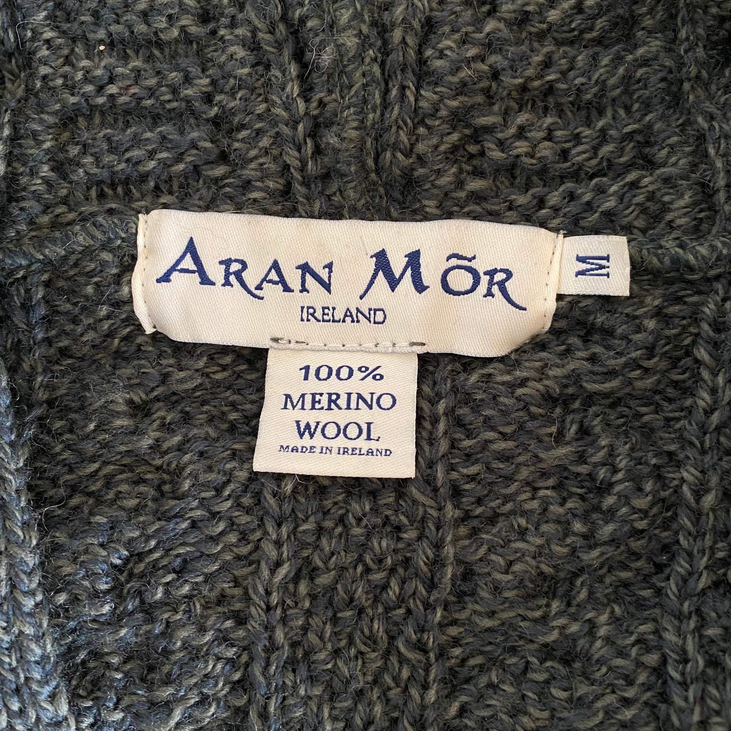 Aran Mor Hooded Cable Knit Cardigan Size M