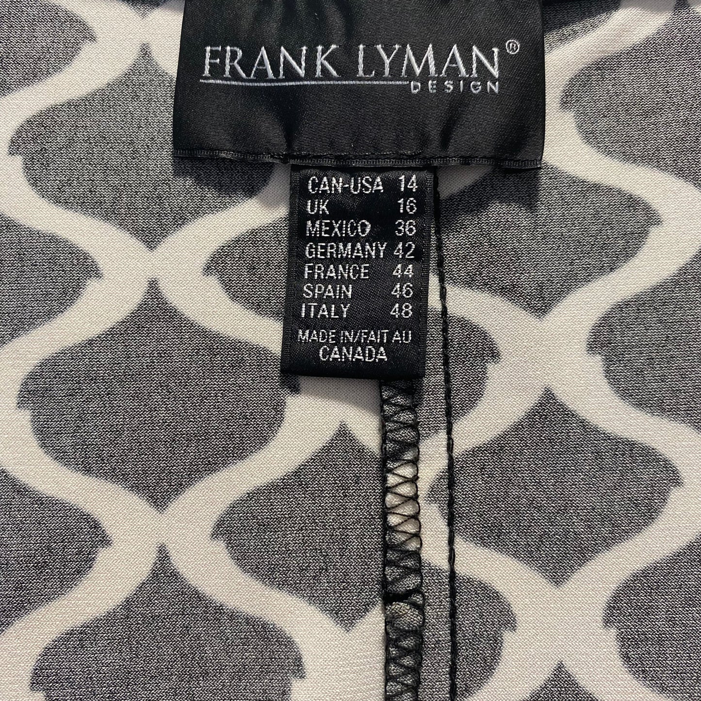 Frank Lyman Wrap Side Cinch Gold Zipper Accent Cocktail Dress Size 14
