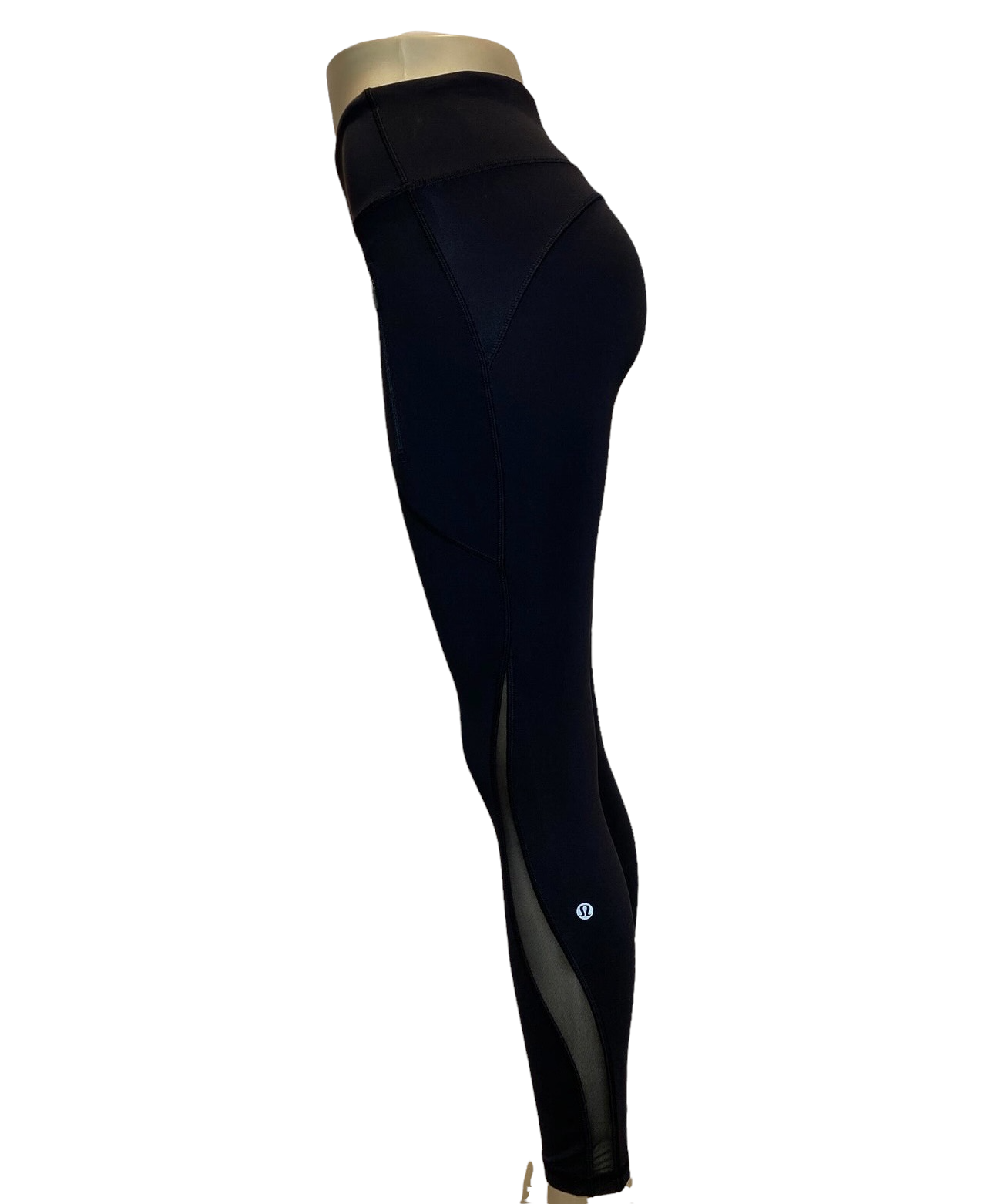 Rare Lululemon Invigorate 7/8 Tight Leggings Front Zip Pockets Sheer Detail  Size 6