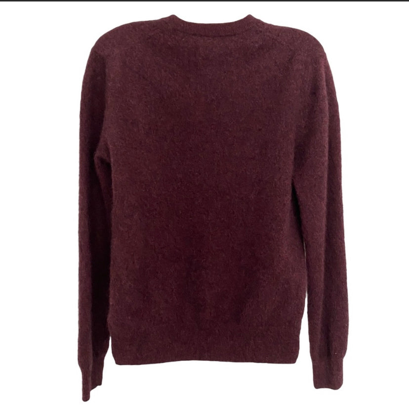 100% Cashmere Burgundy V-Neck Sweater Size Medium to Large