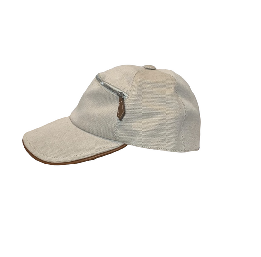 Hermes Cap with Leather Trim Zipper Pocket NWT - Love it again boutique