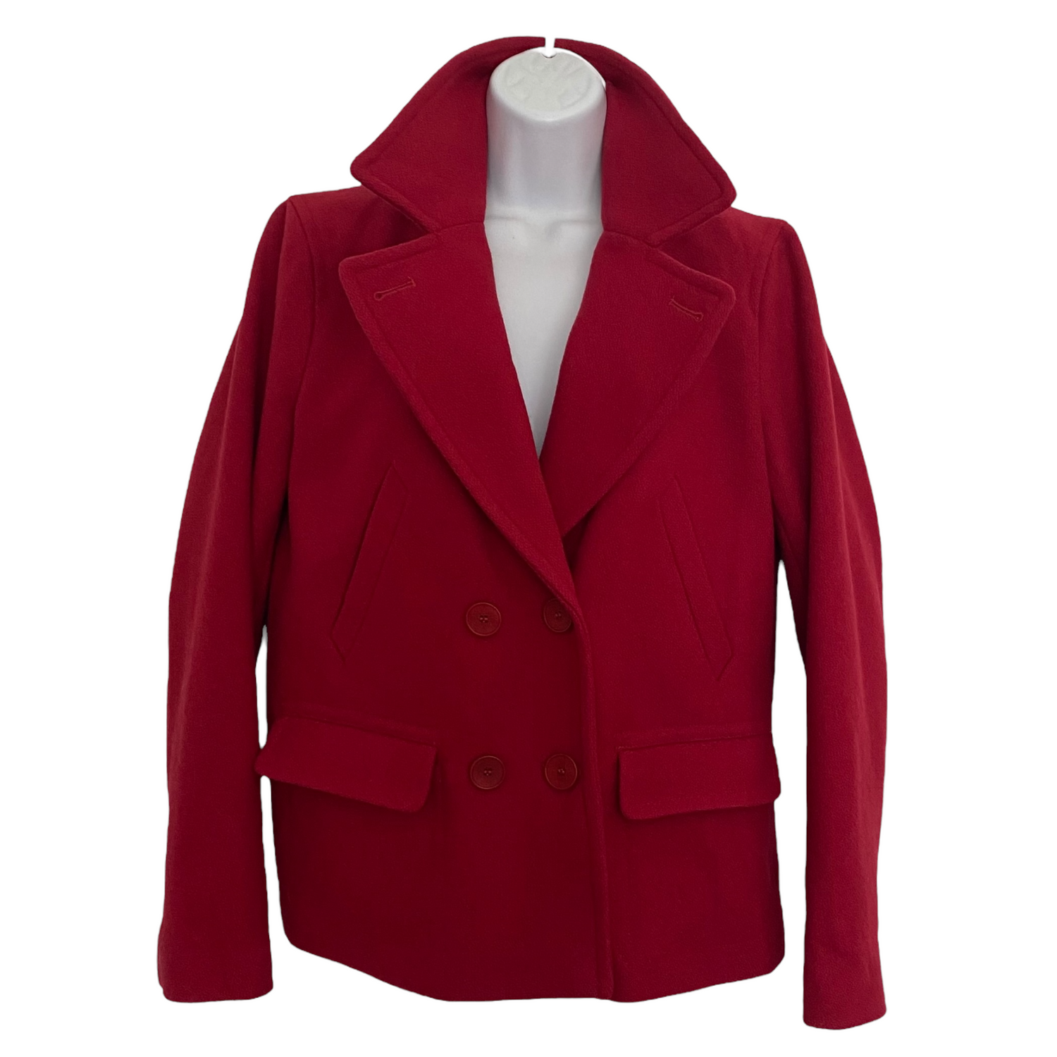 Lacoste Wool Pea Coat Size Small to Medium Red