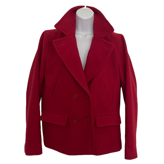 Lacoste Wool Pea Coat Size Small to Medium Red