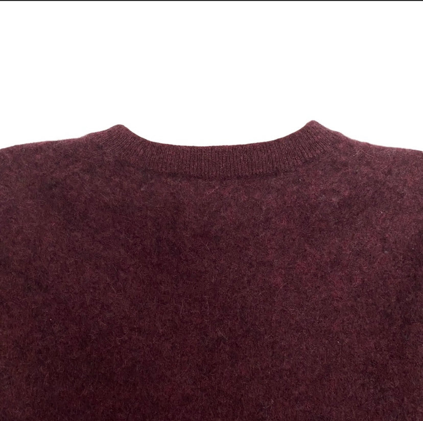 100% Cashmere Burgundy V-Neck Sweater Size Medium to Large