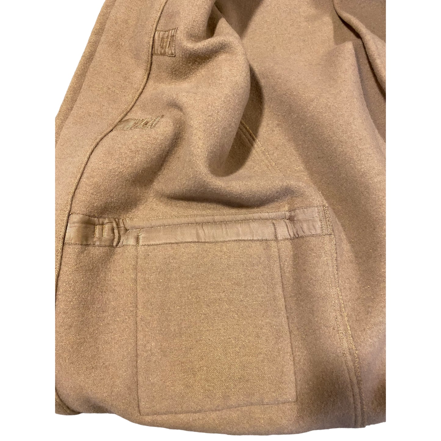 Vintage Caulfeild Wool Duffel Coat Camel Colour Cargo Patch Pockets Size Large