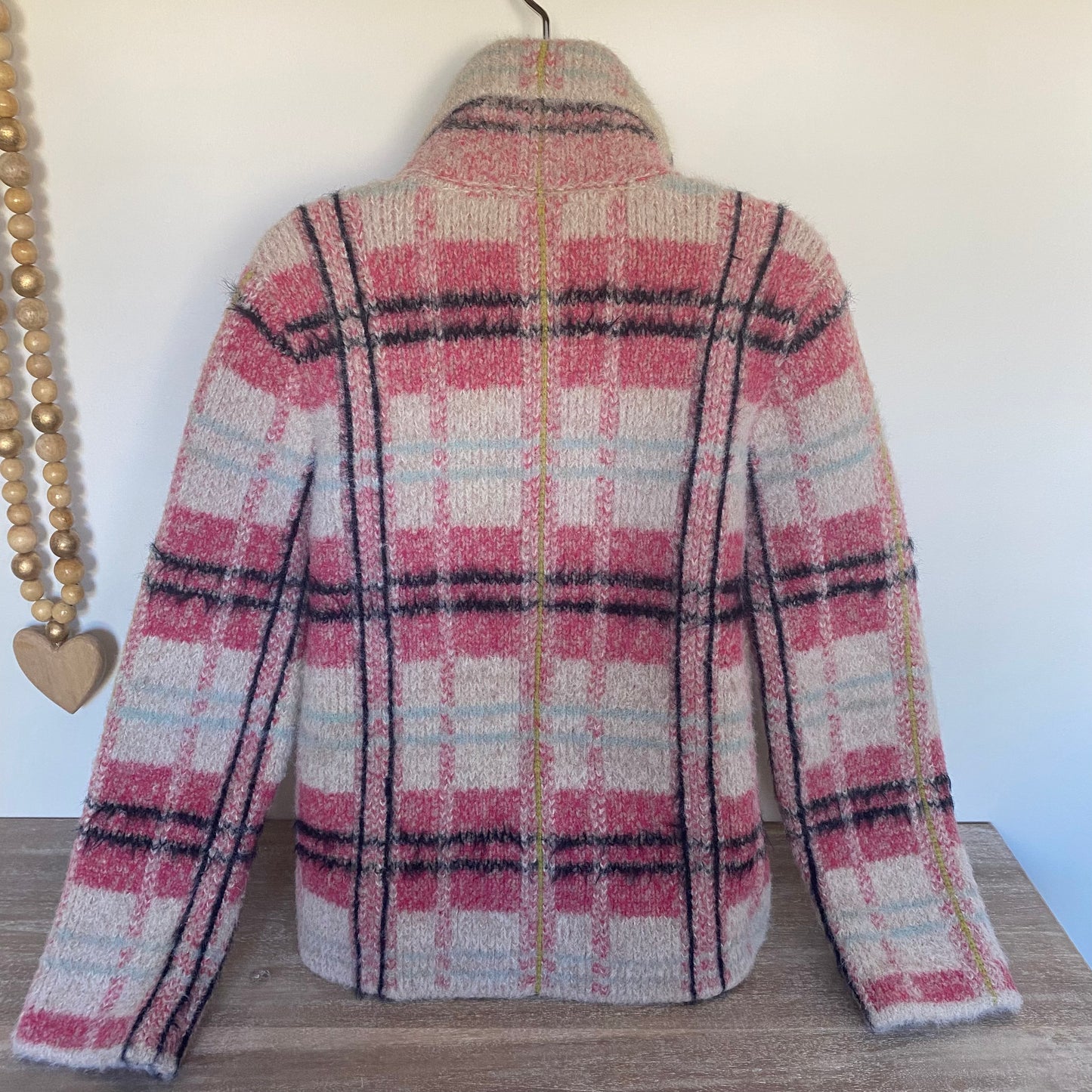 Anthropologie Maeve Aurelia Plaid Fuzzy Sweater Blazer Jacket Size S