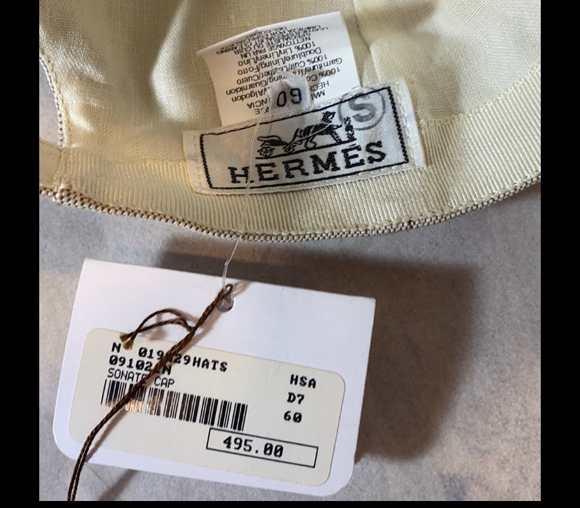 Hermes Cap with Leather Trim Zipper Pocket NWT